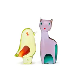 Antonio da Ros, Bird and cat from the 'Moonlight cat' series, circa 1962, Sommerso glass