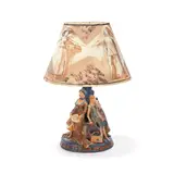 Quentin Bell, Unique table lamp, 1986, Partially glazed earthenware, fabric shade with pencil and watercolour designs