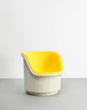 George Nelson, Rare 'Cylinder' chair, circa 1967, Plastic, fabric upholstery