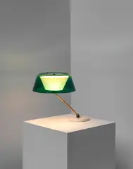 Desk lamp, model no. 253, designed 1961 by Tito Agnoli, Acrylic, brass, painted iron, sold May 2021