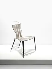 'Metal' stackable chair by Tom Dixon, 1989, Nickel-plated steel, painted metal, sold May 2021