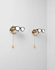 Two prototype 'Spectacle' wall lights, designed 2014, produced 2015 by Studio Job, Polished and patinated bronze, hand-blown glass, aluminium, sold May 2021