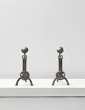 Ernest Gimson, Pair of rare andirons, designed 1904, executed 1904-1913/1919-1925, Polished steel