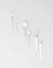 Carlo Scarpa, Flatware service for twelve, circa 1977, Precious metal, stainless steel