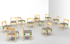 Yrjö Kikkapuro, Untitled, Birch, painted wood, fabric upholstery