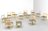 Yrjö Kikkapuro, Untitled, Birch, painted wood, fabric upholstery