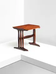 Nest of three side tables by Ole Wanscher, circa 1952, Brazilian rosewood, sold May 2021