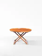 Mogens Lassen, 'Egyptian' folding table, designed 1940, Mahogany-veneered wood,  mahogany, brass