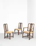 Ab Nordiska Kompaniet, Pair of 'Radio' chairs and armchair, 1929-1932, Birch, fabric upholstery