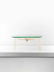 Flavio Poli, Untitled, Sommerso glass with gold leaf inclusions, glass, brass