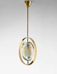 Untitled by Max Ingrand, Clear and partially frosted glass, brass, sold May 2021