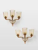 Napoleone Martinuzzi, Pair of three-armed wall lights, model no. 2151