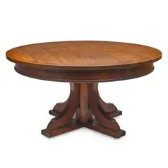 Circular Dining Table by Roycroft, oak, signed with the firm's orb mark, sold Jan 2021