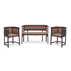 Three Piece Parlor Set by Josef Hoffmann, for Thonet, bentwood, upholstered, settee stamped 'Thonet', sold Jan 2021