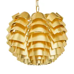 Max Sauze, Orion Chandelier, gold tone aluminum, steel, signed with maker's label on interior 'MAX SAUZE FRANCE'