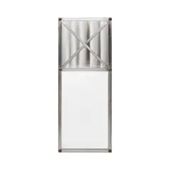 Prototype Wall Mirror by John Dickinson, steel, brass, beveled glass, sold Jan 2021