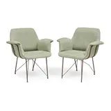 Carlo Hauner & Martin Eisler, Pair of Armchairs, for Forma, green fabric upholstery, wrought iron