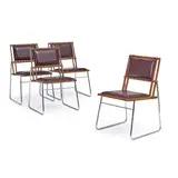 Pedro Useche, Group of Four RIPA Chairs, cumaru, top-stitched leather, polished stainless steel
