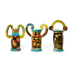 Betty Woodman, Muscle Boys (Triptych), glazed earthenware, each stamped 'WOODMAN'