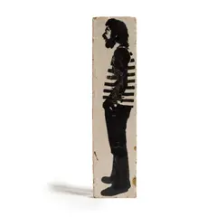 Self-Portrait by Stan Bitters, glazed ceramic tile, sold Jan 2021