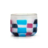 Pezzato Vase by Fulvio Bianconi, for Cenedese, sky blue, navy blue, cranberry and frosted glass tesserae, etched 'Cenedese' to underside, offered Jan 2021