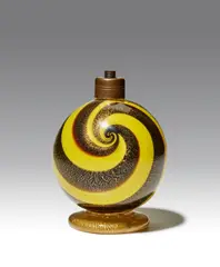 Archimede Seguso, Unique Table Lamp Base, for Vetreria Archimede Seguso, red and white glass internally decorated with gold powders