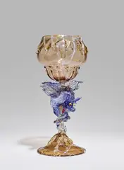 Salviati & C., Dragon Chalice, blown and applied glass with silver and gold foil applications (restoration)