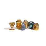 Tiffany Studios, Assorted Group of Six Cabinet Vases, Favrile glass, four engraved 'L