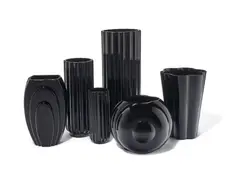 George Sakier, Group of Six Vases, for Fostoria Glass Company, mold blown glass