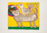 Guillaume Cornelis van Beverloo, Chat et oiseau allègre, 1990, Farblithografie auf Velin