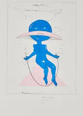 Jürgen Klauke, Ohne Titel (Aus: Auf leisen Sohlen), 1982, Farbradierung, handkoloriert auf leichtem Karton