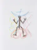 A. R. Penck, Heiner Müller: Wolokolamsker Chaussee IV und V, 1988, Publikation mit einer eingebundenen Farbstiftzeichnung auf Velin und 36 Lithografien zu einem Text von Heiner Müller. Im originalen Schuber