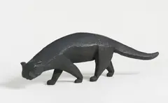 Doris Rücker, Ohne Titel (gehende Katze), Bronze, graubraun patiniert