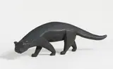 Doris Rücker, Ohne Titel (gehende Katze), Bronze, graubraun patiniert