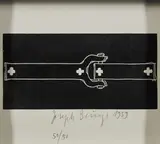 Joseph Beuys, Kettenglied, 1959/75, Multiple. Buchdruck auf Papier, in schwarzem Holzrahmen
