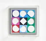 Victor Vasarely, Topaze blanche - positif, 1967, Holzrelief Multiple, farbig gefasst