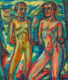 Robert Philippi, Mädchen und Frau, Öl auf Leinwand