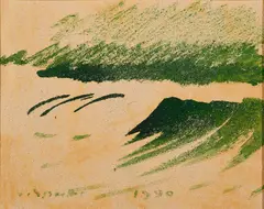 Ohne Titel (Grüne Woge II) by Siegward Sprotte, 1990, Öl und Sand auf Hartfaser, sold Nov 2021