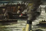 Frans Masereel, Port de Londres (Fumées de rémorqueurs), 1932, Gouache auf Leinwand