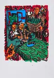Jörg Immendorff, 3. Oktober 90, 1998, Farbserigrafie auf Velin