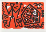 Pentagon rot by A. R. Penck, 1998, Farbserigrafie auf Bütten, sold Nov 2021