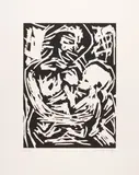 A. R. Penck, Mutter mit Kind, Lithografie auf Bütten