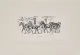 Max Liebermann, Geführte Pferde (Aus: Aus der Kriegszeit), 1915, Lithografie auf Velin