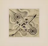 Robert Michel, "AVIATOMOBIL-bild" TOT-COL, 1922, Tusche auf feinem Japan, auf Karton collagiert