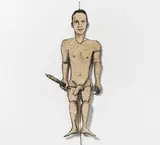 Erez Israeli, Bisky-Hampelmann, 2015, Tinte auf Sperrholz