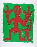 A. R. Penck, Ohne Titel (Peace), 1995, Farblithografie auf Velin