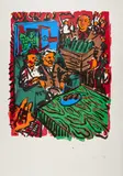 Jörg Immendorff, 3. Oktober 90, 1998, Farbserigrafie auf Velin