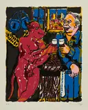 Jörg Immendorff, Schlösser, 1998, Farbserigrafie auf Bütten