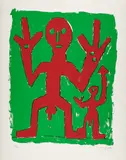 A. R. Penck, Ohne Titel (Peace), 1995, Farblithografie auf Velin