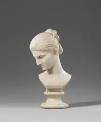 Büste einer jungen Frau by Fritz Schulze, Marmor. Maße: inkl. Sockel 59cm, sold Nov 2022
